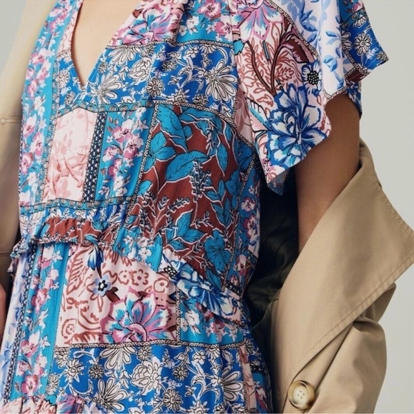 By Anthropologie Robin Tiered Mini Dress vacation date night summer party - Picture 5 of 10